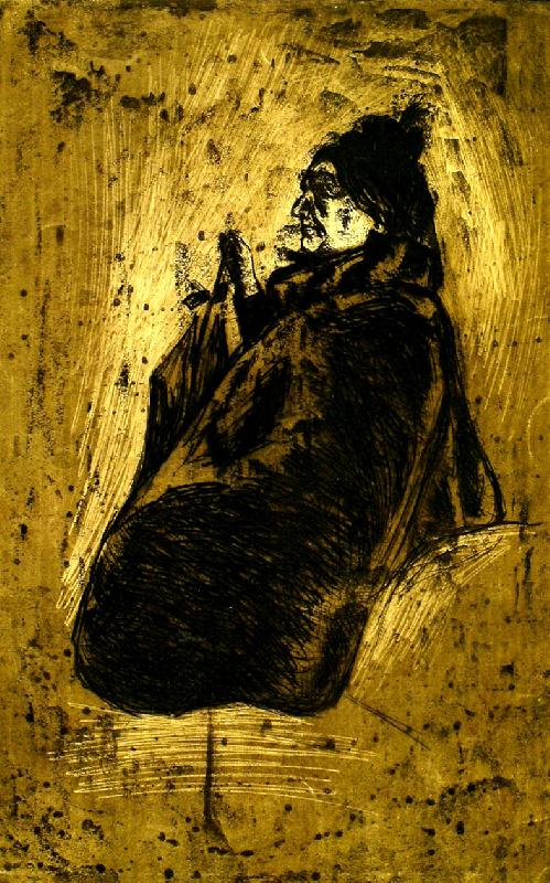 Edvard Munch gammal kvinna med paraply